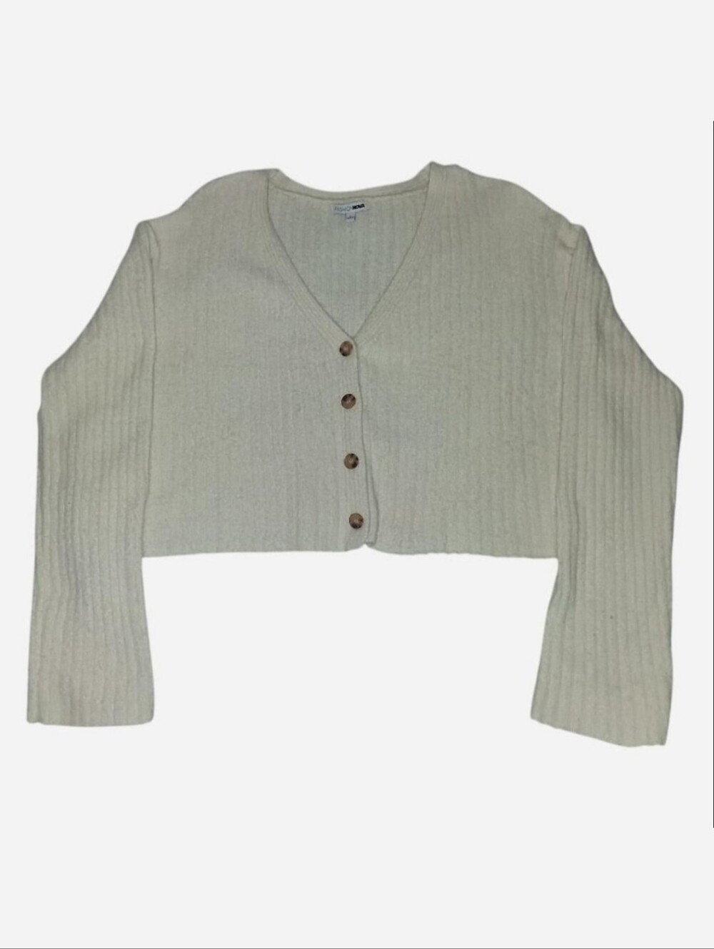 L | Fashion Nova creme white cropped cardigan